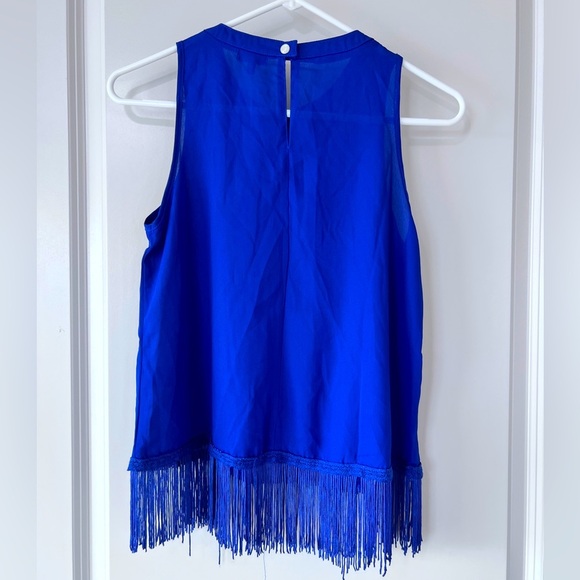 Vibrant Blue Asymmetrical Sleeveless Tank Top - Picture 4 of 4